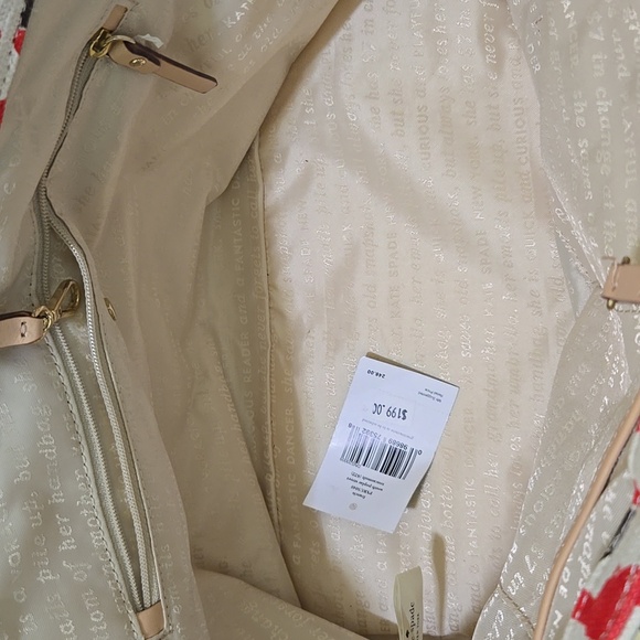 Kate Spade Red and Cream Toucan Print Tote Bag - Picture 3 of 15